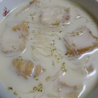からあげと春雨の豆乳スープ(^^)